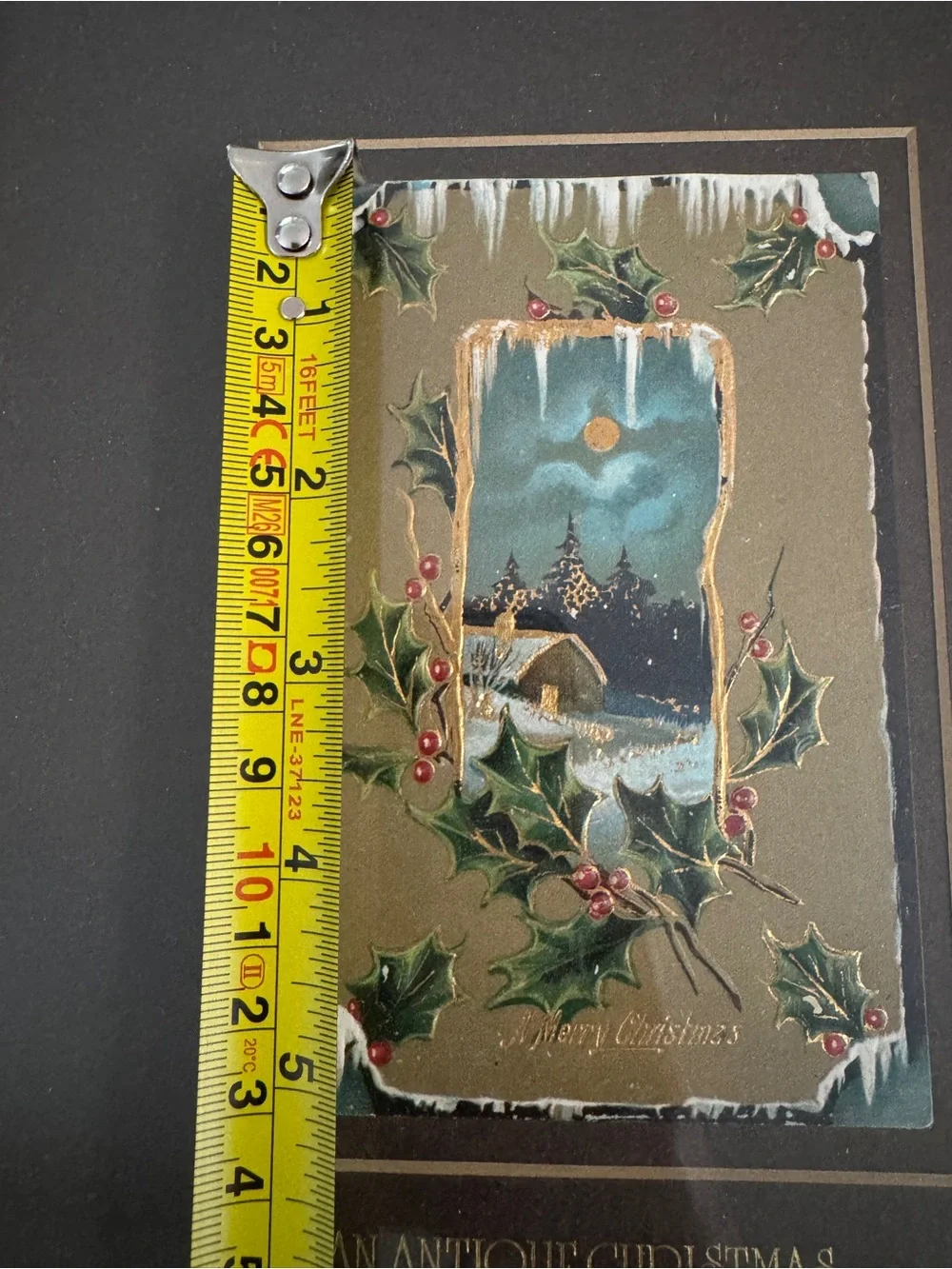 Framed Antique Christmas Postcard Circa 1900 from England